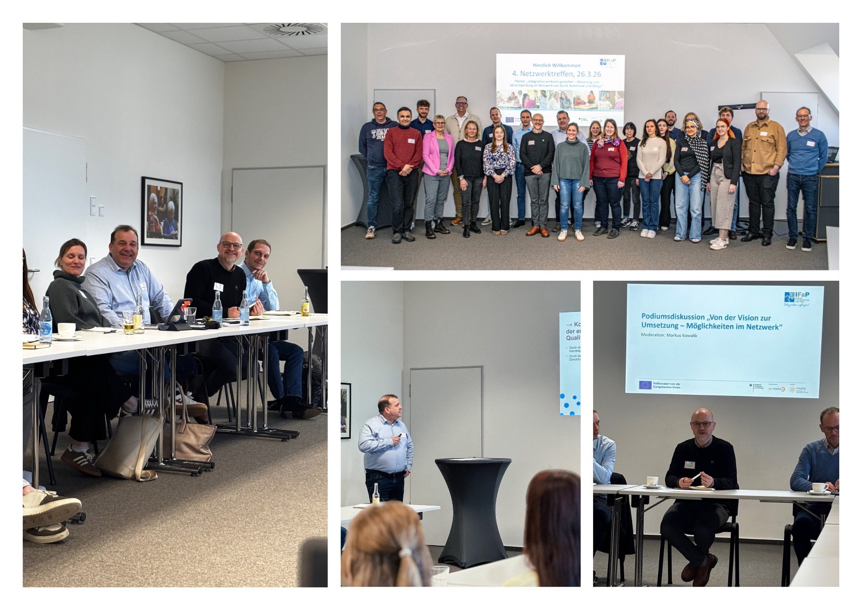 4. Netzwerktreffen im Rahmen des EU-kofinanzierten Projekts „IFaP“ - Einblick & Austausch: Integration wirksam gestalten – Steuerung und Verantwortung im Netzwerk von Bund, Kommune und Pflege.